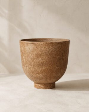 Luxury Stone Textured Raised Bowl Planter – Brown