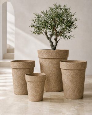 Luxury Textured Tapered Rim Planter – Brown