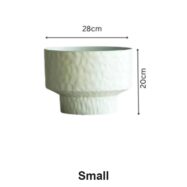 Small white hammered round planter dimensions 28 cm by 20 cm