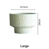 Large white hammered round planter dimensions 34.5 cm by 24 cm
