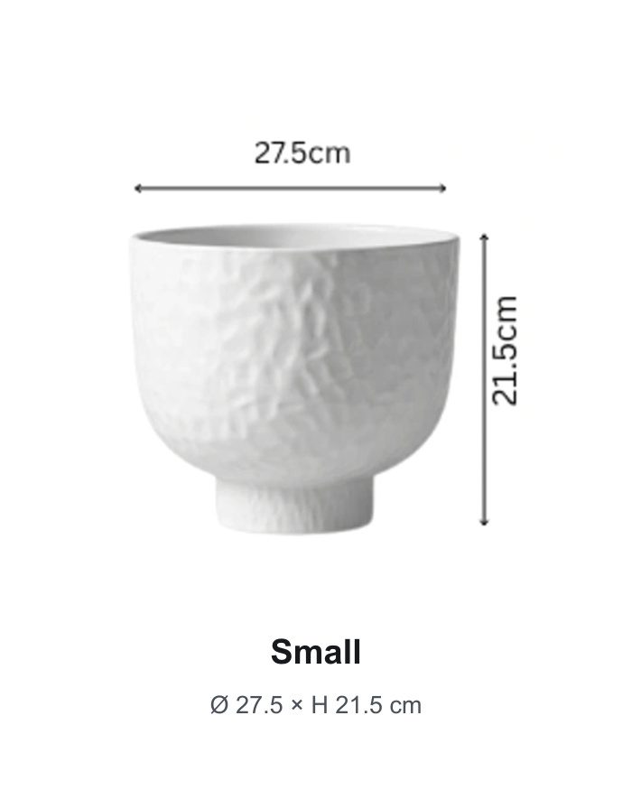 TAF036A-4 Small white raised bowl planter dimensions 27.5 cm by 21.5 cm