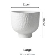 Large white raised bowl planter dimensions 31 cm by 25 cm