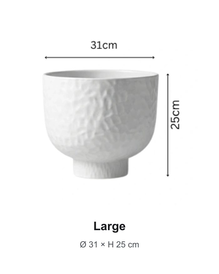 TAF037A-1 Large white raised bowl planter dimensions 31 cm by 25 cm