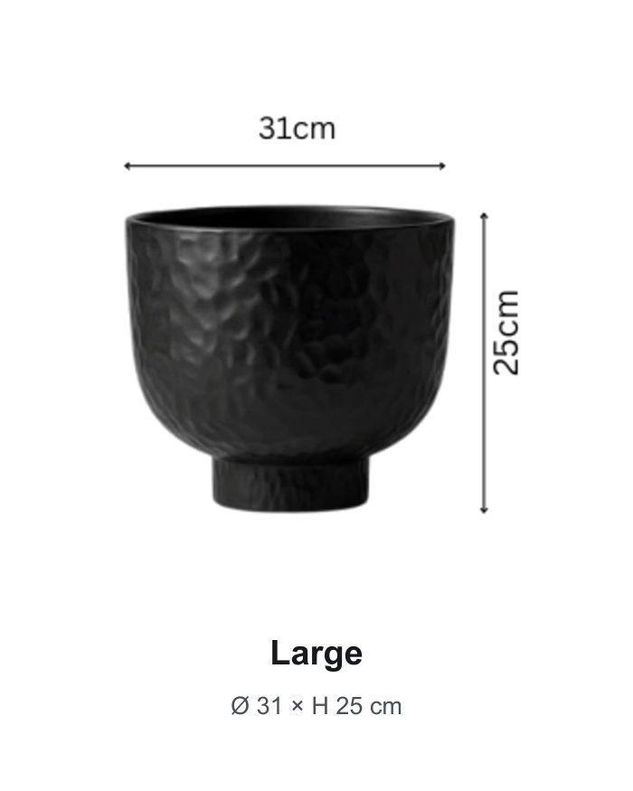 TAF037C-1 Large black raised bowl planter dimensions 31 cm by 25 cm