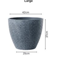 Large blue gray stone textured round planter dimensions