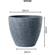 Small blue gray stone textured round planter dimensions